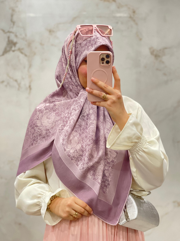 روسری لوکس ژاکارد ترک وارداتی طرح گوچی گل🇹🇷