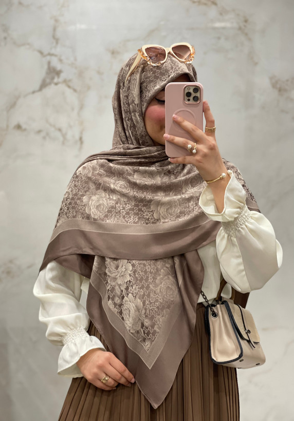 روسری ژاکارد لوکس ترک وارداتی طرح گوچی گل🇹🇷