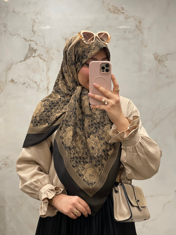 روسری ژاکارد لوکس ترک وارداتی طرح گوچی گل🇹🇷