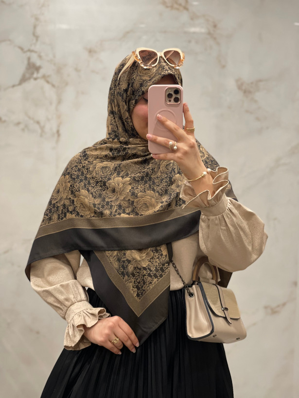 روسری ژاکارد لوکس ترک وارداتی طرح گوچی گل🇹🇷