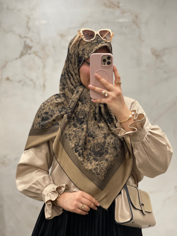 روسری ژاکارد لوکس ترک وارداتی طرح گوچی گل🇹🇷