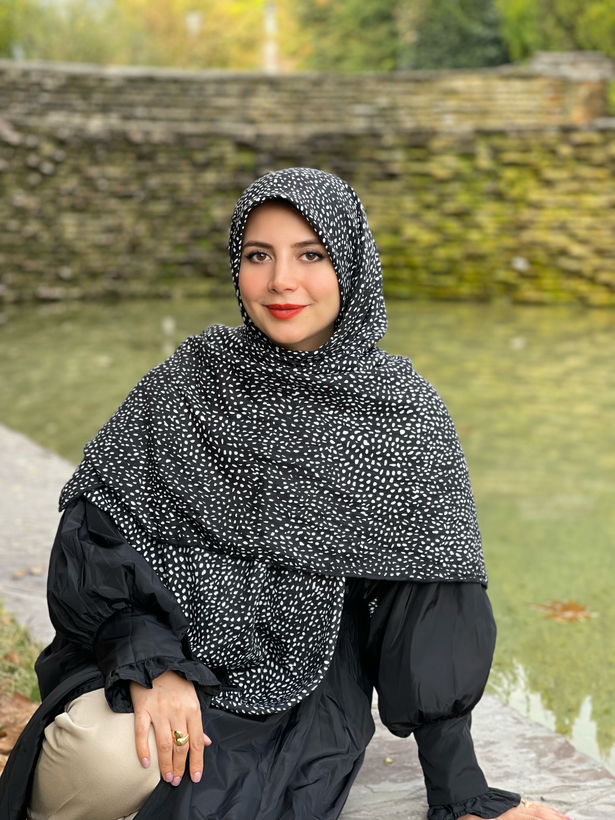 روسری نخی مشکی سفید خنک