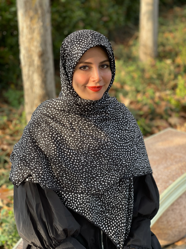 روسری نخی مشکی سفید خنک