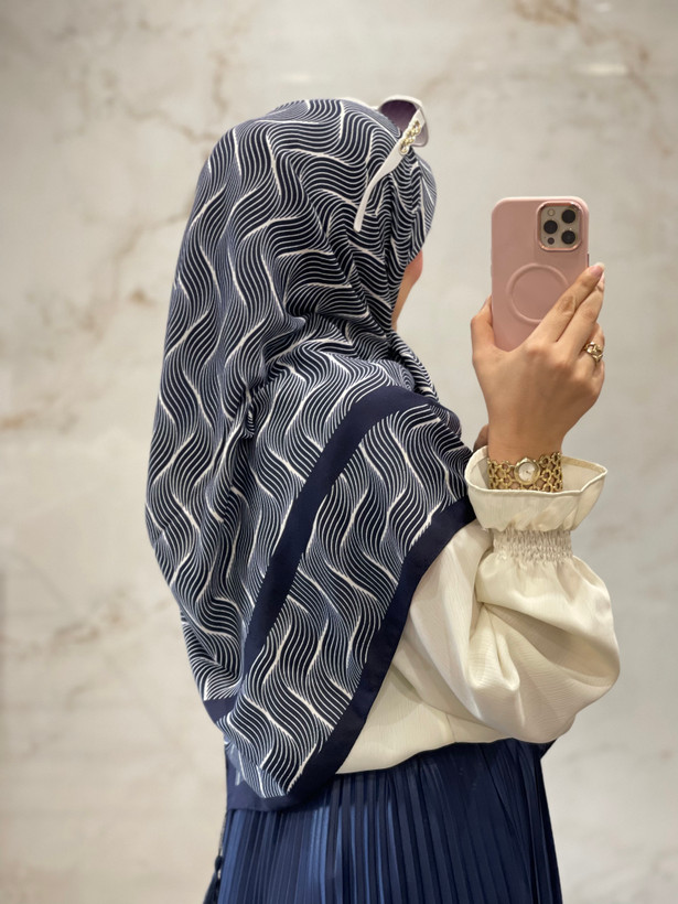 روسری نخ پنبه کد ۱ سورمه ای