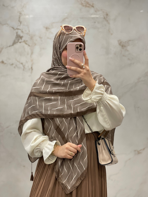 روسری نخ پنبه کد ۳ موکا قهوه ای