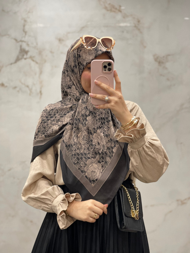 روسری ژاکارد لوکس ترک وارداتی طرح گوچی گل🇹🇷