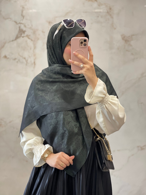 روسری ژاکارد نگین دار دو رو ترک وارداتی 🇹🇷