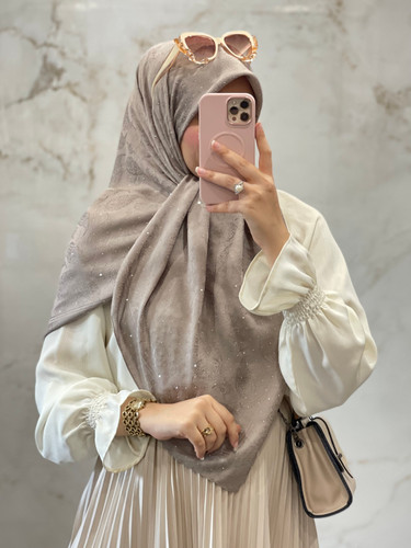 روسری ژاکارد نگین دار دو رو ترک وارداتی🇹🇷