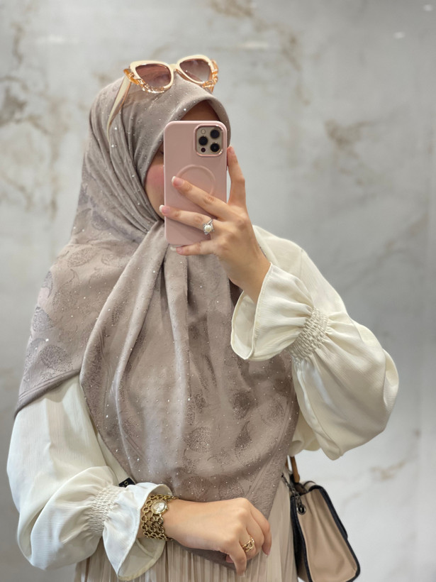 روسری ژاکارد نگین دار دو رو ترک وارداتی🇹🇷