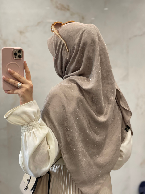 روسری ژاکارد نگین دار دو رو ترک وارداتی🇹🇷